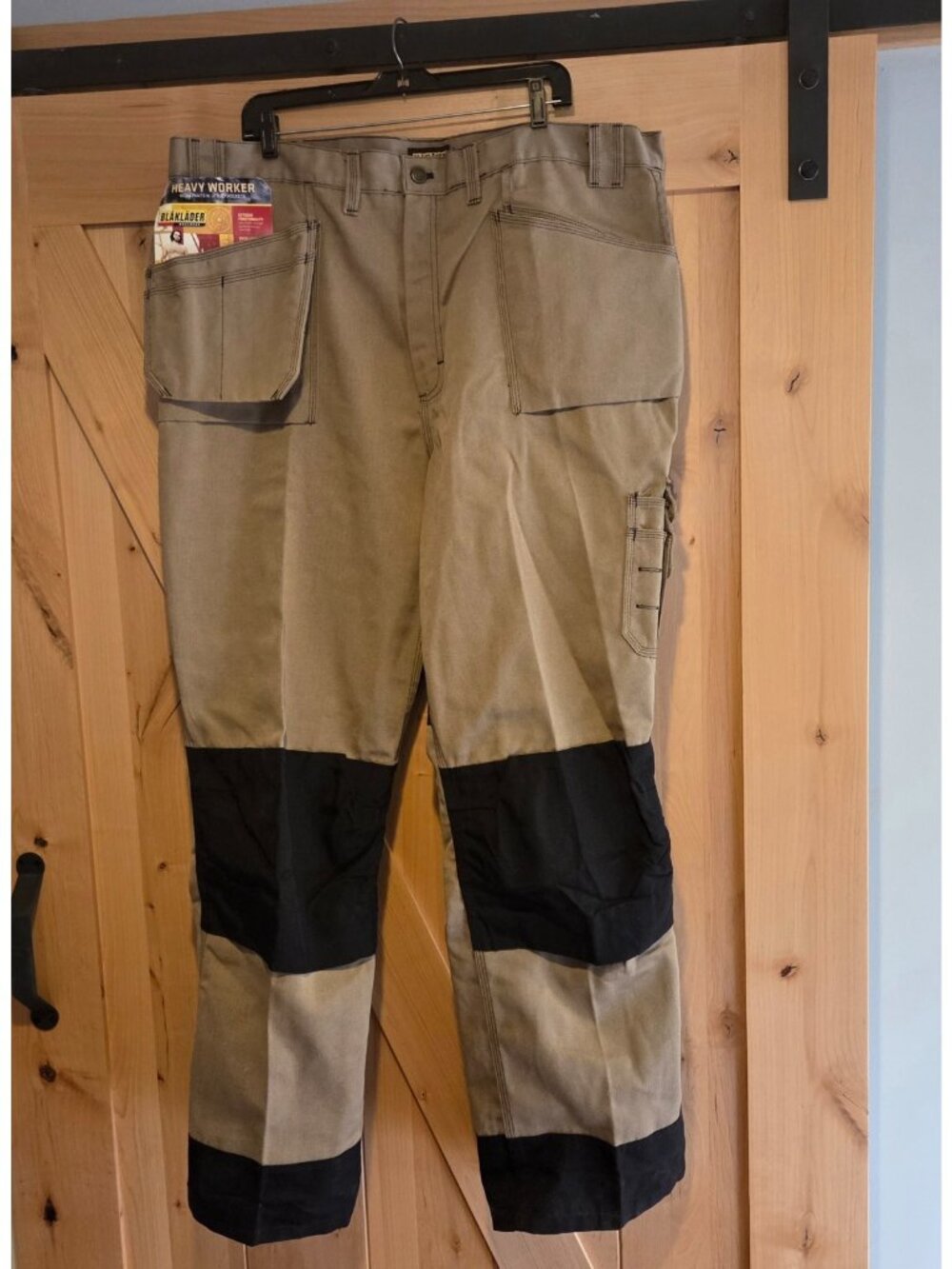 New! Blaklader Heavy Worker Pants 44X34 Cordura Bellowed Tool Pockets Tan Black